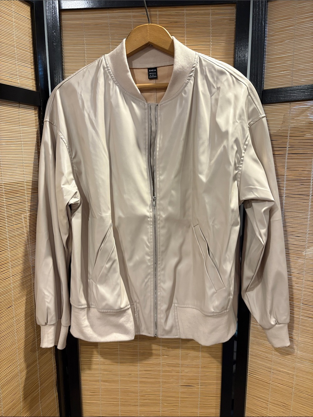 Beige Bomber Jacket - Classic Lightweight Zip-Up